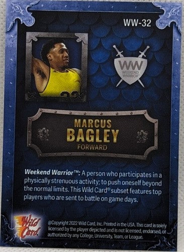MARCUS BAGLEY 2022-23 Wild Card Matte Weekend Warriors Chase RC BLUE SP #3/6 ASU