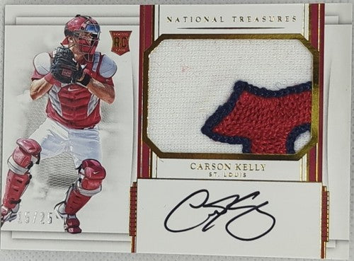 CARSON KELLY 2017 Panini National Treasures AUTO Jersey LOGO PATCH /25 Cardinals