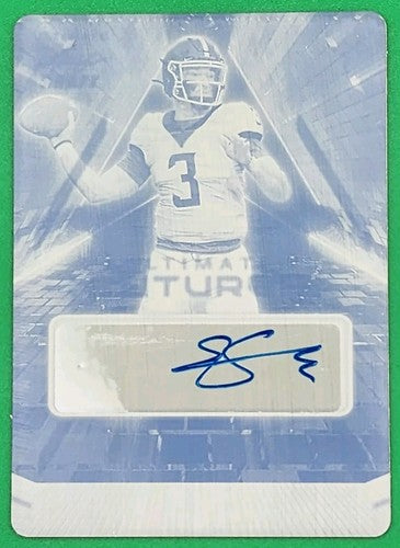 SPENCER SANDERS 2022 Leaf Ultimate Draft AUTO PRINTING PLATE 1/1 Ole Miss Rebels