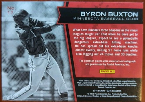 BYRON BUXTON 2015 Panini Elite Future Threads DUAL AUTO JUMBO JERSEY #/99 Twins