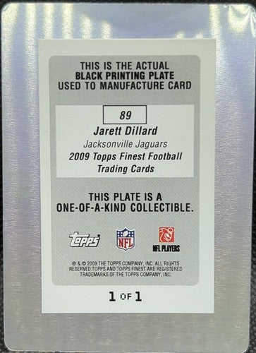 JARETT DILLARD 2009 Topps Finest RC PRINTING PLATE SP #1/1 Jaguars Lions One of
