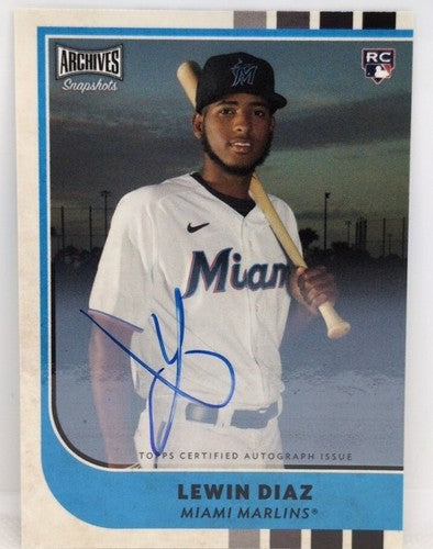 LEWIN DIAZ 2021 Topps Archives Snapshots RC AUTO SP Miami Marlins Orioles #37