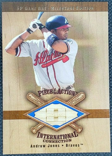 ANDRUW JONES 2001 Upper Deck SP Milestone Game Used FLAG LOGO BAT RELIC Braves