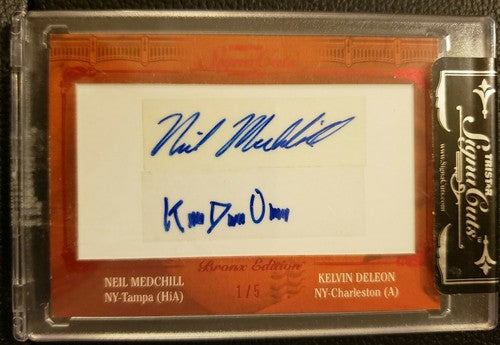 Neil MEDCHILL Kelvin De LEON 2011 Tristar SignaCuts DUAL AUTO RED SP 1/5 Yankees
