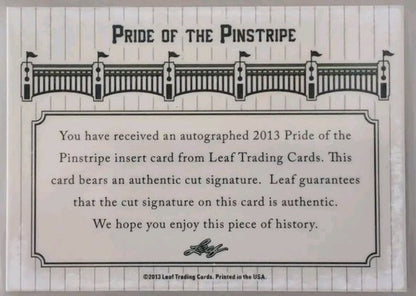 DAVE MADISON 2013 Leaf Pride Of The Pinstripe CUT AUTO #1/4 Yankees BGS Beckett