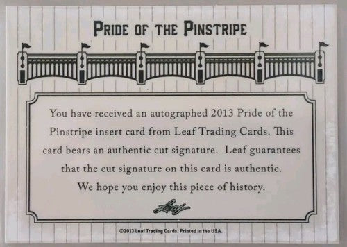 DAVE MADISON 2013 Leaf Pride Of The Pinstripe CUT AUTO #1/4 Yankees BGS Beckett