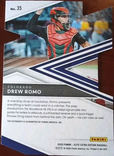 DREW ROMO 2020 Panini Elite Extra Aspirations Die Cut AUTO Red SP #21/21 Rockies