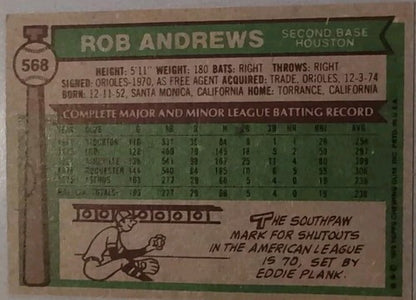 ROB ANDREWS 2016 Topps 65th Anniversary 1976 BUYBACK RED Stamped SP Astros #568