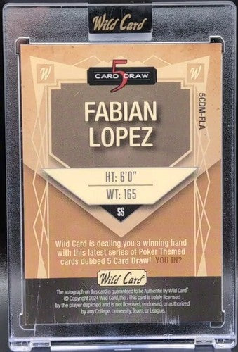 FABIAN LOPEZ 2024 Wild Card 5 Draw RC AUTO BLACK RAINBOW FOIL SP #1/1 of Marlins