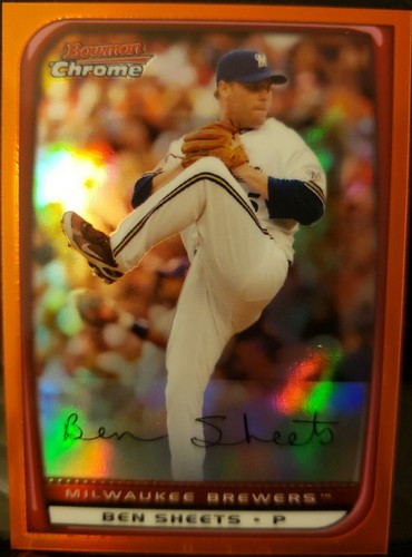 BEN SHEETS 2008 Topps Bowman Chrome Orange Refractor SP #03/25 Milwaukee Brewers