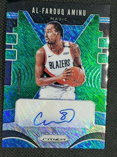 AL-FAROUQ AMINU 2019-20 Panini Prizm GREEN SHIMMER AUTO SP #15/25 Blazers Magic