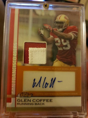 GLEN COFFEE 2009 Topps Finest Gold Refractor Dual AUTO Jersey PATCH SP /25 49ers