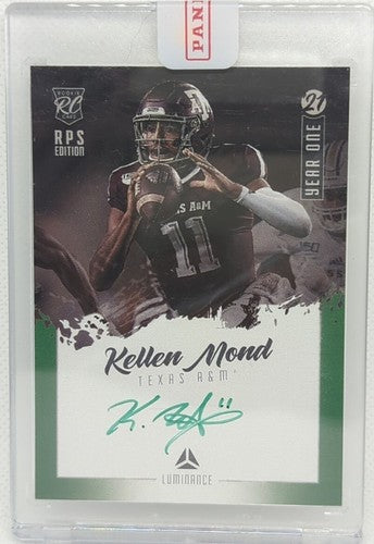 KELLEN MOND 2021 Panini Luminance RPS RC GREEN INK AUTO SP Vikings Texas A&M