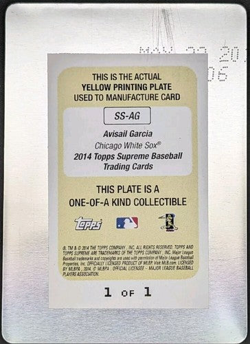 AVISAIL GARCIA 2014 Topps Supreme Styling AUTO PRINTING PLATE SP #1/1 White Sox