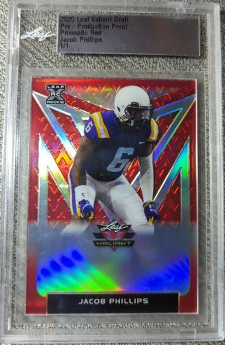 JACOB PHILLIPS 2020 Leaf Valiant Pre-Production PROOF Prismatic Red #1/1 Browns