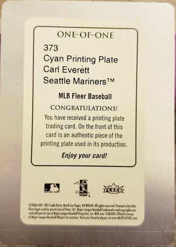 CARL EVERETT 2006 Upper Deck Fleer PRINTING PLATE SP #1/1 Red White Sox Mariners