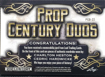 Charlton HESTON Cedric HARDWICKE 2021 Leaf Pop Century DUAL Costume PATCH RELIC