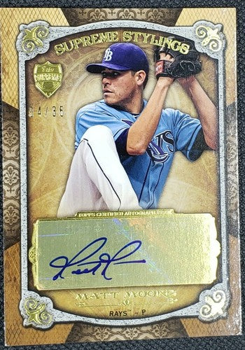 MATT MOORE 2013 Topps Supreme Stylings SEPIA AUTO SP #04/35 Rays Phillies Giants