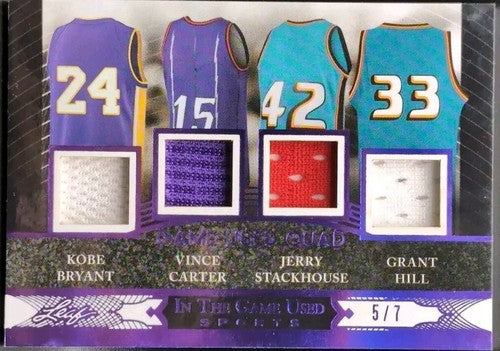 Kobe BRYANT Vince CARTER Grant HILL 2024 In The Game Used QUAD Jersey PATCH #5/7