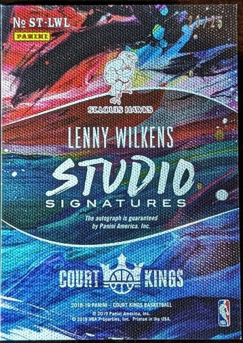 LENNY WILKENS 2018-19 Panini Court Kings Studio AUTO Ruby Red SP #/25 STL Hawks