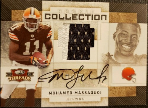MOHAMED MASSAQUOI 2009 Donruss Threads Collection Dual Jersey PATCH AUTO SP #/25