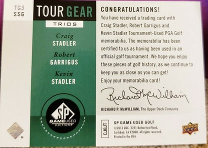 Robert GARRIGUS Craig Kevin STADLER 2014 SP Game Used PGA Tour Triple Golf Shirt