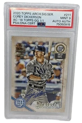 COREY DICKERSON 2020 Topps Archives 2018 Gypsy Queen AUTO #1/1 Rays PSA Graded 9