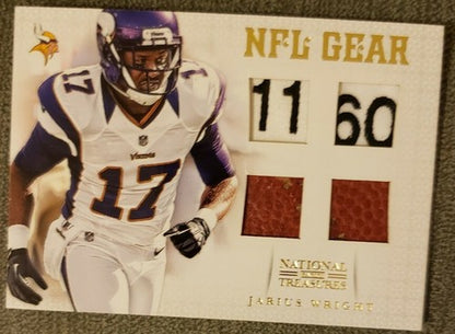 JARIUS WRIGHT 2012 National Treasures Quad Jersey Laundry Tag PATCH 1/15 Vikings