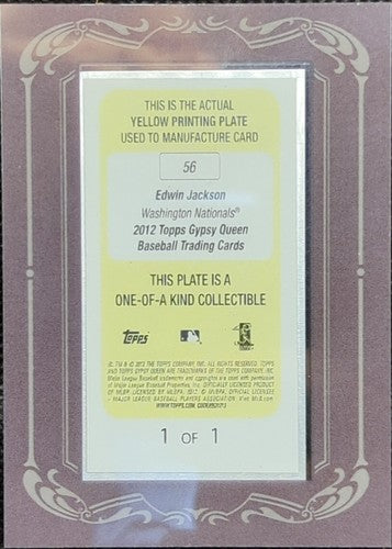 EDWIN JACKSON 2012 Topps Gypsy Queen Mini PRINTING PLATE SP 1/1 Nationals One of