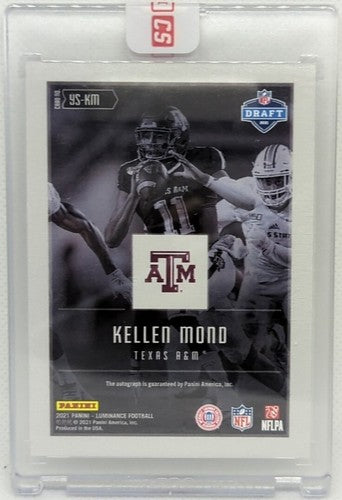 KELLEN MOND 2021 Panini Luminance RPS RC GREEN INK AUTO SP Vikings Texas A&M