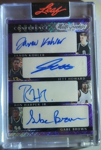 Ron HARPER Jr. Jett HOWARD Jaxon KOHLER Gabe BROWN 2022-23 Leaf QUAD RC AUTO /20