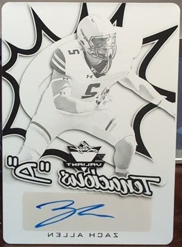 ZACH ALLEN 2019 Leaf Valiant RC AUTO PRINTING PLATE SP #1/1 Cardinals Broncos BC