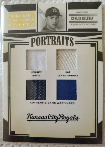 CARLOS BELTRAN 2005 Prime Patches Portraits QUAD Jersey Hat Shoe PATCH SP #01/28