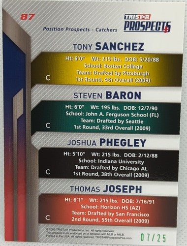 Josh PHEGLEY Tony SANCHEZ Steven BARON Thomas JOSEPH 2009 Prospects QUAD AUTO 25