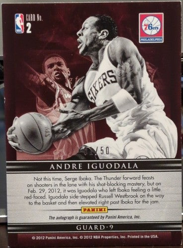 ANDRE IGUODALA 2011-12 Panini Limited Masterful Marks AUTO #01/50 76ers Warriors
