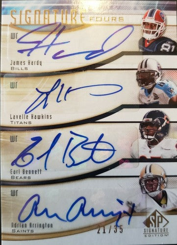 James HARDY Earl BENNETT Lavelle HAWKINS ARRINGTON 2009 SP Signature QUAD AUTO #