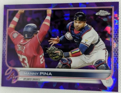 MANNY PINA 2022 Topps Chrome Update Sapphire PURPLE Refractor SP #/10 Braves A's