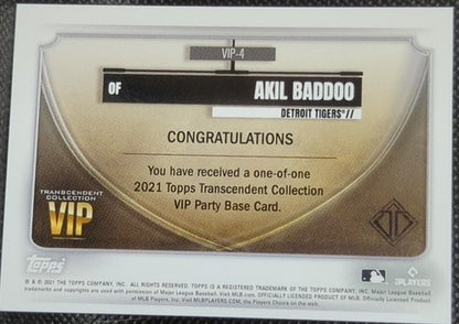 AKIL BADDOO 2021 Topps Transcendent RC VIP PARTY Green Yellow #1/1 Tigers One of