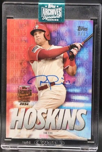 RHYS HOSKINS 2024 Topps Archives Signature Series 2020 AUTO 1/1 Phillies Brewers