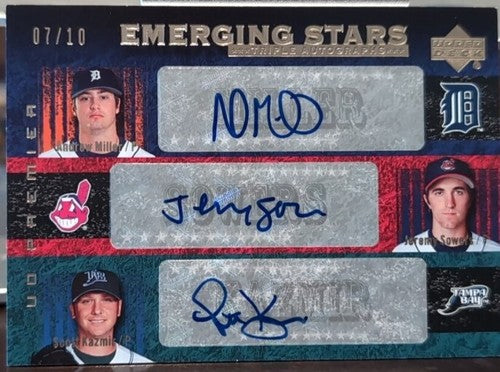 Andrew MILLER Scott KAZMIR Jeremy SOWERS 2007 UD Premier TRIPLE RC AUTO GOLD /10