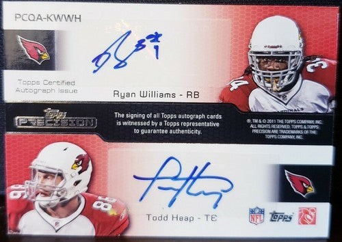 Kevin KOLB Todd HEAP WILLIAMS WELLS 2011 Topps Precision QUAD AUTO 4/10 Jsy# 1/1