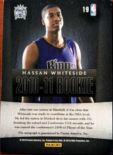HASSAN WHITESIDE 2010-11 Panini Limited Next Day RC AUTO SP #/95 Kings Heat Jazz