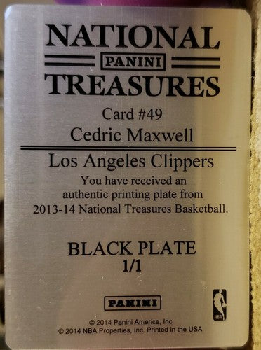 CEDRIC MAXWELL 2013-14 National Treasures PRINTING PLATE SP #1/1 of 1 Clippers