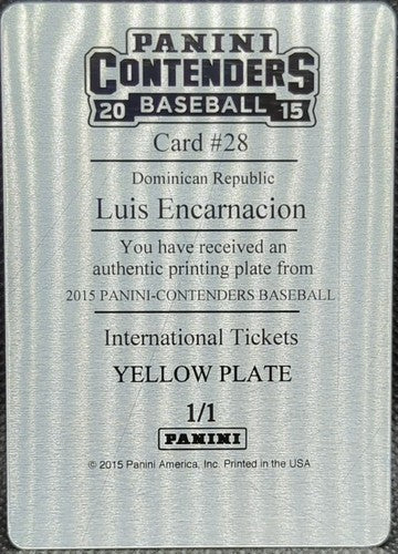 LUIS ENCARNACION 2015 Panini Contenders RC AUTO PRINTING PLATE #1/1 Phillies of