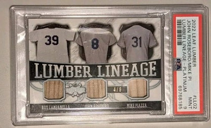 Mike PIAZZA Roy CAMPANELLA John ROSEBORO 2022 Leaf Lumber TRIPLE BAT SP /6 PSA 9