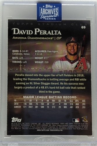 DAVID PERALTA 2020 Topps Archives 2019 Stadium Club Red AUTO SP 1/1 Diamondbacks