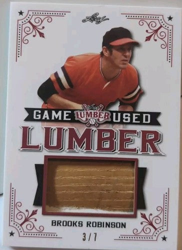 BROOKS ROBINSON 2021 Leaf Lumber JUMBO Game Used BAT BARREL PATCH RED /7 Orioles