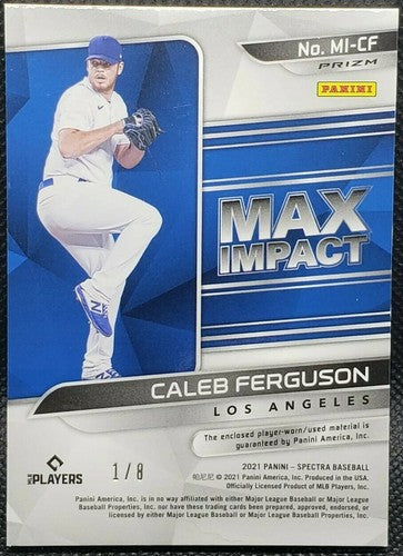 CALEB FERGUSON 2021 Panini Spectra Jersey LAUNDRY TAG LOGO PATCH Splatter SP 1/8