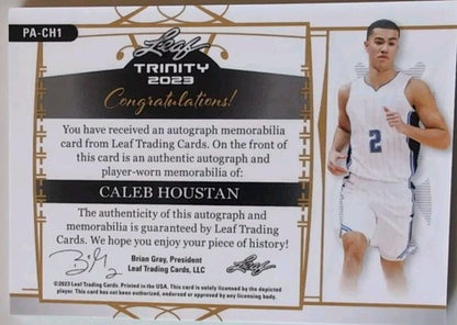 CALEB HOUSTAN 2022-23 Leaf Trinity RC AUTO JERSEY LOGO PATCH GOLD SP #1/10 Magic