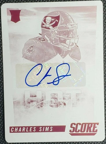 CHARLES SIMS 2014 Panini Score Hot Rookie Signatures RC AUTO PRINTING PLATE #1/1